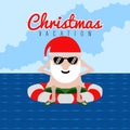 Santa claus on a beach. Christmas summer vacation Royalty Free Stock Photo