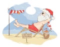 Santa Claus beach vacation Royalty Free Stock Photo