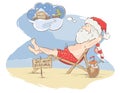 Santa Claus beach vacation Royalty Free Stock Photo