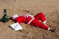 Santa claus beach vacation  relax chill out Royalty Free Stock Photo