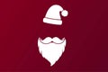 Santa Claus beard and hat. Simple icon. Flat style element for graphic design. Vector EPS10 illustration. Royalty Free Stock Photo