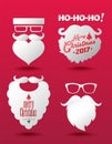 Santa Claus beard Hipster style set.