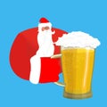 Santa Claus and beer. Christmas beer mug. New Year alcohol Royalty Free Stock Photo