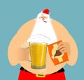 Santa Claus and beer. Christmas beer mug. New Year alcohol Royalty Free Stock Photo