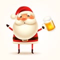 Santa Claus with beer. Isolated