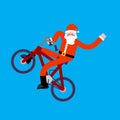 Santa Claus on bicycle BMX. Happy New Year. Christmas vector Royalty Free Stock Photo