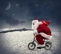 Santa claus on the bike Royalty Free Stock Photo