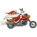 Santa Claus biker on motorcycle