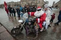 Santa Claus biker on a motorcycle Royalty Free Stock Photo