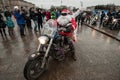 Santa Claus biker on a motorcycle Royalty Free Stock Photo