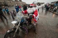 Santa Claus biker on a motorcycle Royalty Free Stock Photo