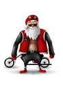 Santa Claus Biker on white Royalty Free Stock Photo