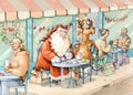 Santa Claus at the bistro