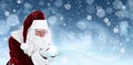 Santa Claus blowing magic snow around, bokeh effect. Space for text Royalty Free Stock Photo