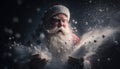 Santa Claus blowing magic snow of his hands Ai, generative Royalty Free Stock Photo