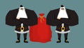 Santa Claus bodyguards. Christmas security guards. Protecting re