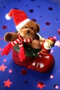 Santa claus boot with festive teddy