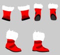 Santa Claus boots with fur collar motorcycle style differnet view isolated vector illustration Royalty Free Stock Photo