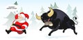 Santa claus and bull