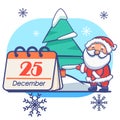 Santa Claus, calendar on white isolated backdrop Royalty Free Stock Photo