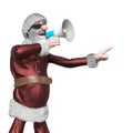 santa claus is calling the christmas by the bullhorn side view