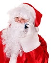 Santa Claus calling by phone. Royalty Free Stock Photo