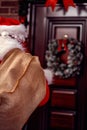 Santa Claus carrying bag in night Royalty Free Stock Photo