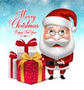 Santa Claus Cartoon Character Holding Collections of Christmas Gifts Royalty Free Stock Photo