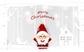 Santa Claus, cartoon character, paper art with snow falling, white winter celebration holiday season vector background Royalty Free Stock Photo