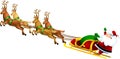 Santa Claus Cartoon Character A Reindeers Flying In A Sleigh Royalty Free Stock Photo