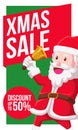 Santa claus cartoon flat character happy face for christmas sale offer