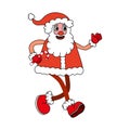 Santa Claus Cartoon funny retro comic Christmas character, gloved hands