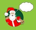 Santa Claus cartoon inside circle with thought bubble. All the objects are in different layers and the text types do not need any