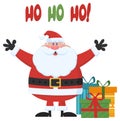 Santa Claus Cartoon Mascot Character With Open Arms And Gifts Boxes Royalty Free Stock Photo