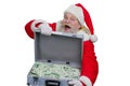 Santa Claus with a case of money. Royalty Free Stock Photo