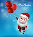 Santa Claus Character Holding Flying Balloons