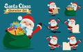 Santa claus character vector set. Santa christmas characters in gift giving, reading wish list and ice skating pose and gestures. Royalty Free Stock Photo