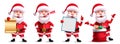 Santa claus character vector set. Santa claus christmas characters in 3d with xmas elements isolated in white background. Royalty Free Stock Photo