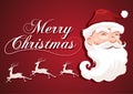 Santa Claus character white beard and moustaches in traditional Christmas holiday on red background