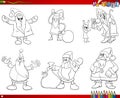 Santa Claus characters collection coloring book Royalty Free Stock Photo