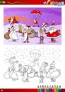 Santa claus characters coloring book Royalty Free Stock Photo