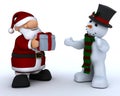 Santa Claus Charicature and snowman Royalty Free Stock Photo