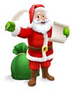 Santa Claus Checking Christmas Gift List Cartoon Royalty Free Stock Photo