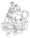 Santa Claus Checking Christmas Gift List Cartoon