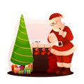 Santa Claus checking gift list flat illustration Royalty Free Stock Photo