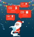 Santa claus checking list with speech bubble.