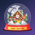 Santa Claus and children in snowdome Royalty Free Stock Photo