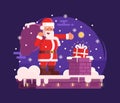 Santa Claus and Chimney Christmas Scene Royalty Free Stock Photo