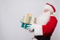 Santa Claus on christmas calling by phone. . Royalty Free Stock Photo