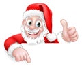 Santa Claus Christmas Peeking Pointing Cartoon Royalty Free Stock Photo